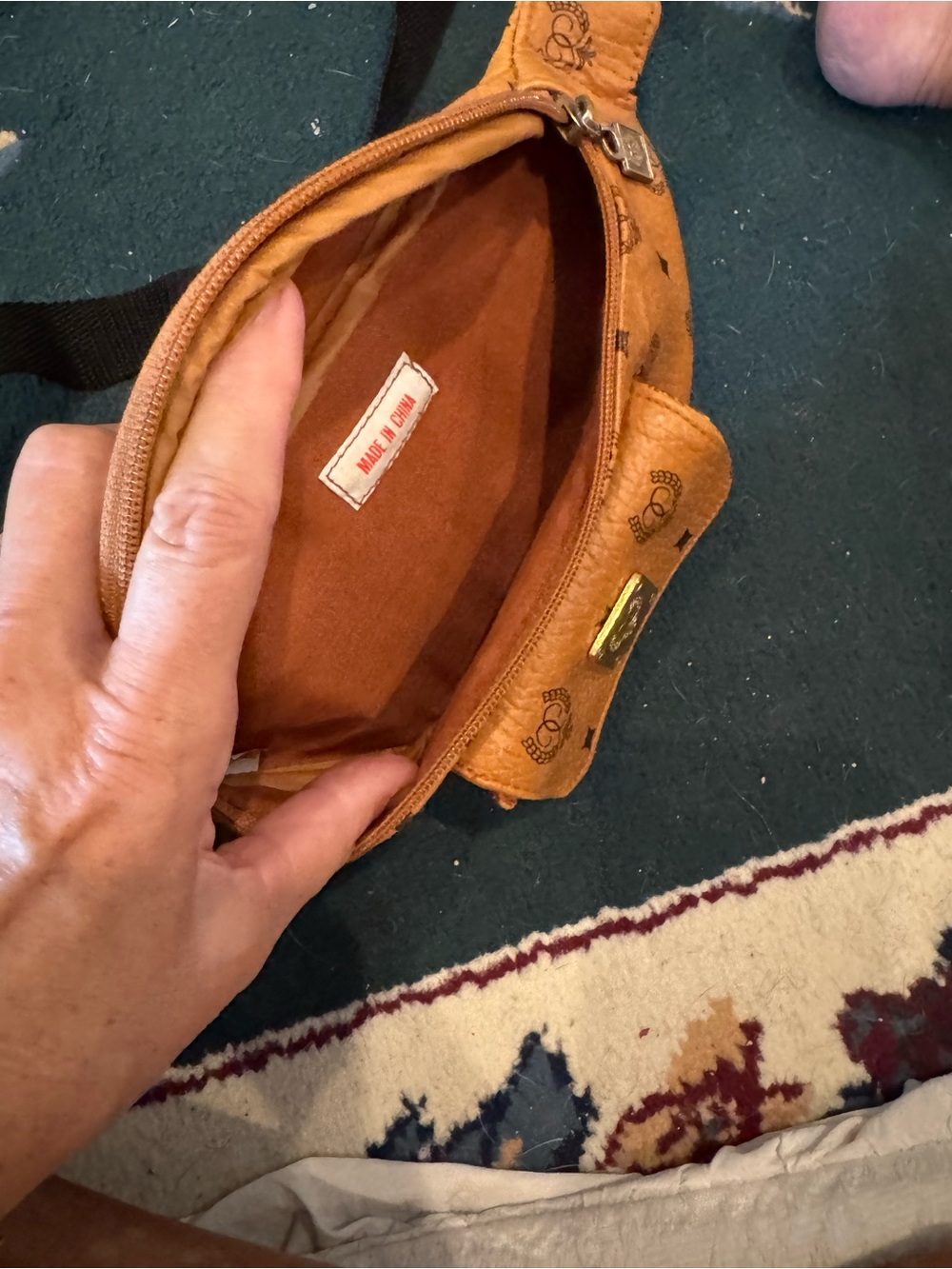 Tan Leather Waist Pack with Signature Crest Detailing - Picture 3 of 8